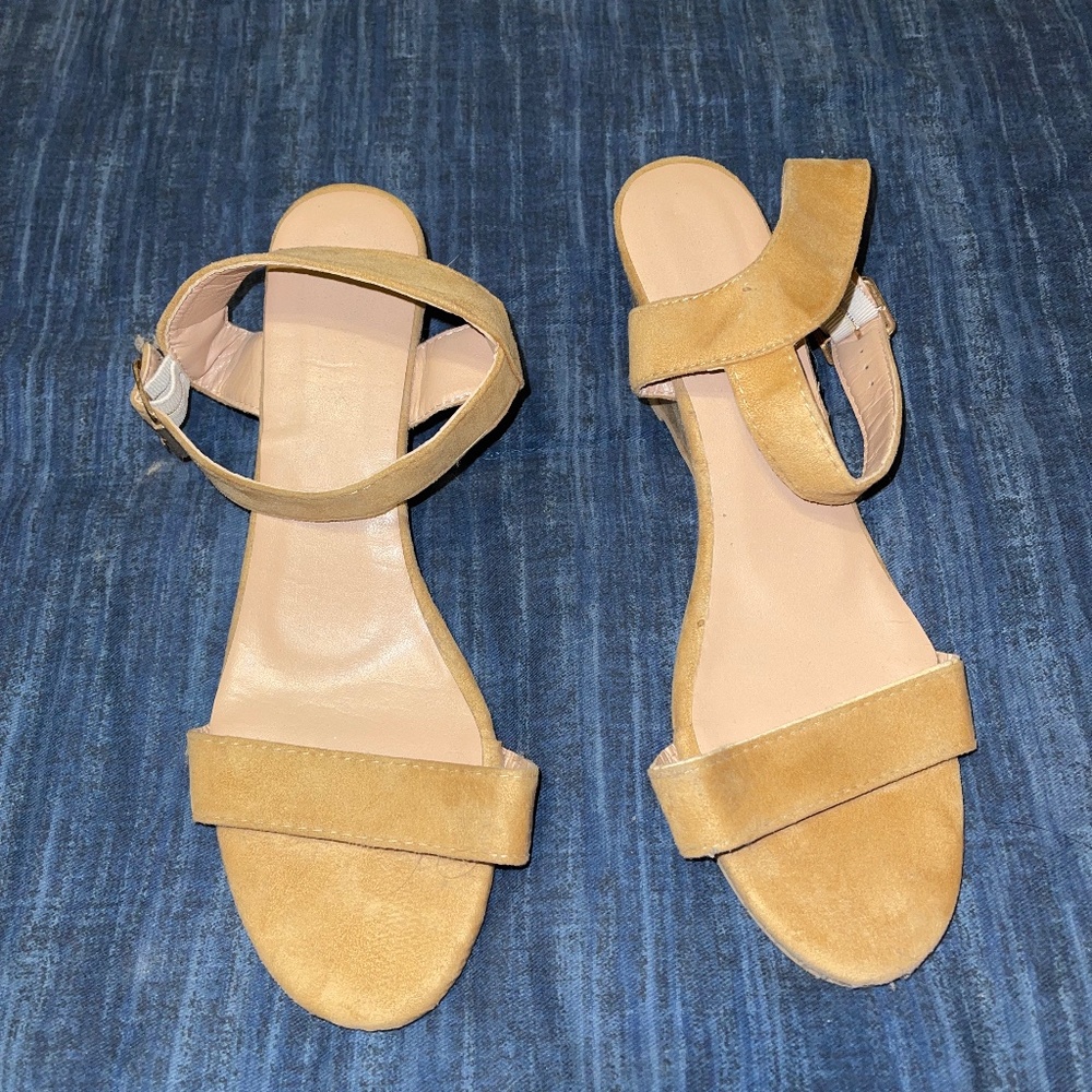 Tan faux suede sandal